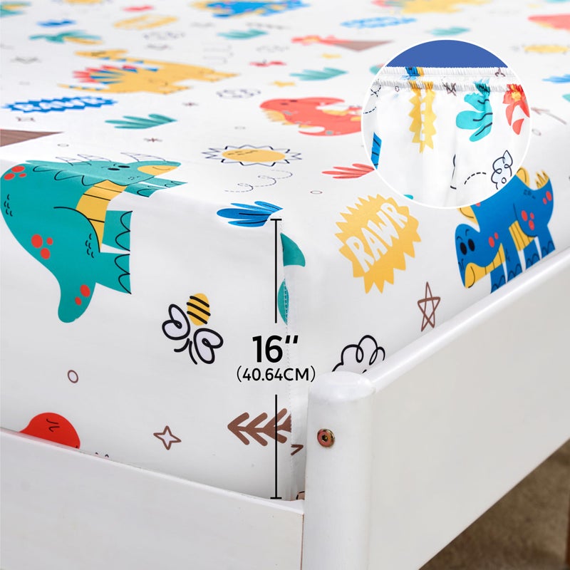 Joiedomi Kids Twin Sheet Set Dinosaur - 3 Piece Soft Microfiber Bed Sheets - Deep Pocket Wrinkle Free  Cozy Toddler Bedding Set  Fade Resistant Breathable for Boys Girls Teens - Image 4